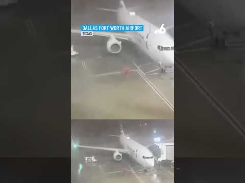 American Airlines plane pushed by strong winds at Texas airport