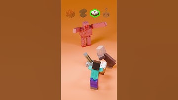 Minecraft Iron Golem VS Steve and Villager Satisfying 3D Cloth and Fluid Simulation