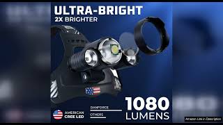 DanForce Headlamp. USB Rechargeable LED Head Lamp. Ultra Bright CREE 1080 Lumen Review