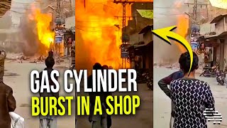 Gas Cylinder Burst in a Shop That Was on Fire as People Try Evacuate