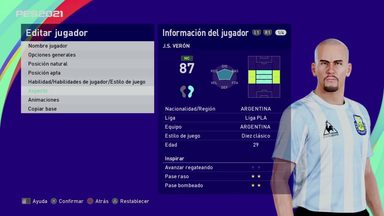 Juan Sebastián Verón - PES Clasico (Face, Body& Stats)