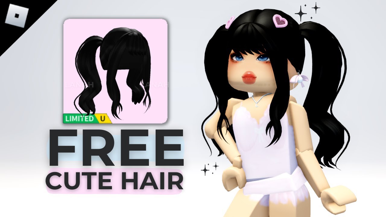 NEW FREE CUTE ROBLOX HAIR 🤩🥰 BLACK LONG PONYTAIL HAIR 