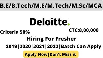 Deloite Off Campus For Fresher|✨|WATCH THE VIDEO FULLY |😊JOBS IN INDIA