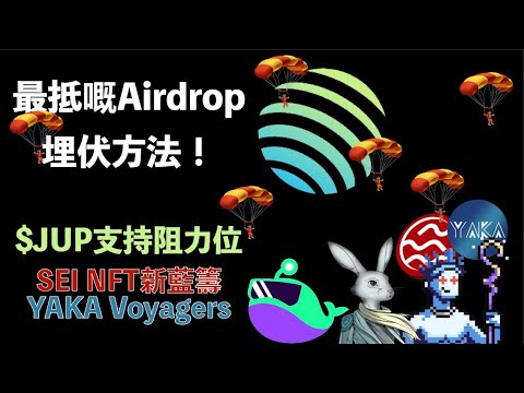 好快截止！我認為最抵嘅埋伏Airdrop 方法！$JUP價格分析 SEI NFT新藍籌項目 Yaka Voyagers點解睇好？Whales Market Solana Elementerra JUP