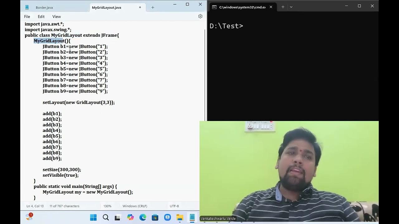 #Java | GridLayout | Layout Managers | AWT | Swings | Telugu | Dr ...