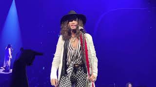 Aerosmith opens the show with “Back in the Saddle” and “Walkin’ the Dog”