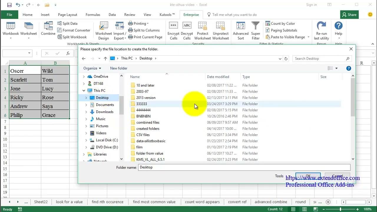 Quickly create folders based on cell values in Excel - YouTube