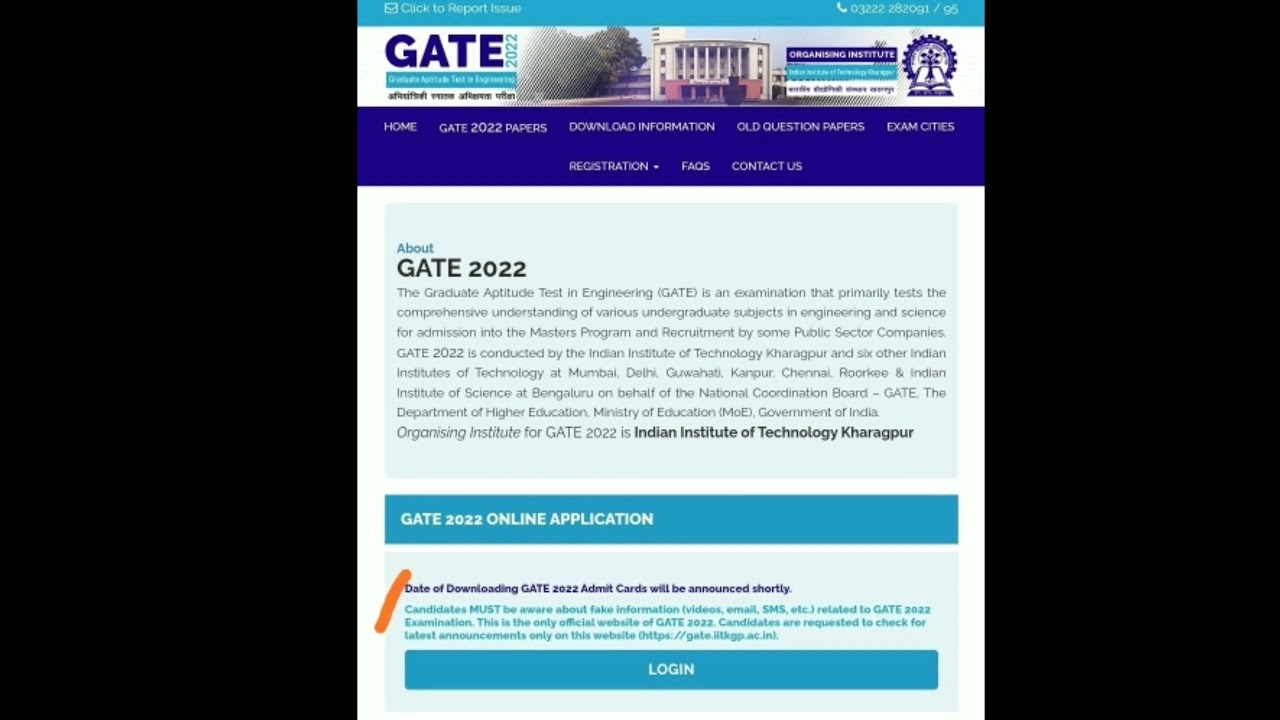 GATE 2022 ADMIT CARD POSTPONED ( Information by IITKG Official website)
