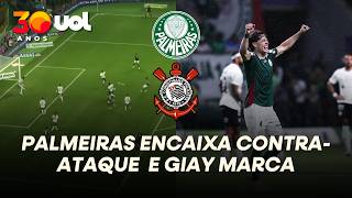 PALMEIRAS AMPLIA! CORINTHIANS PERDE A BOLA NO MEIO E GIAY COMPLETA BELA JOGADA COLETIVA