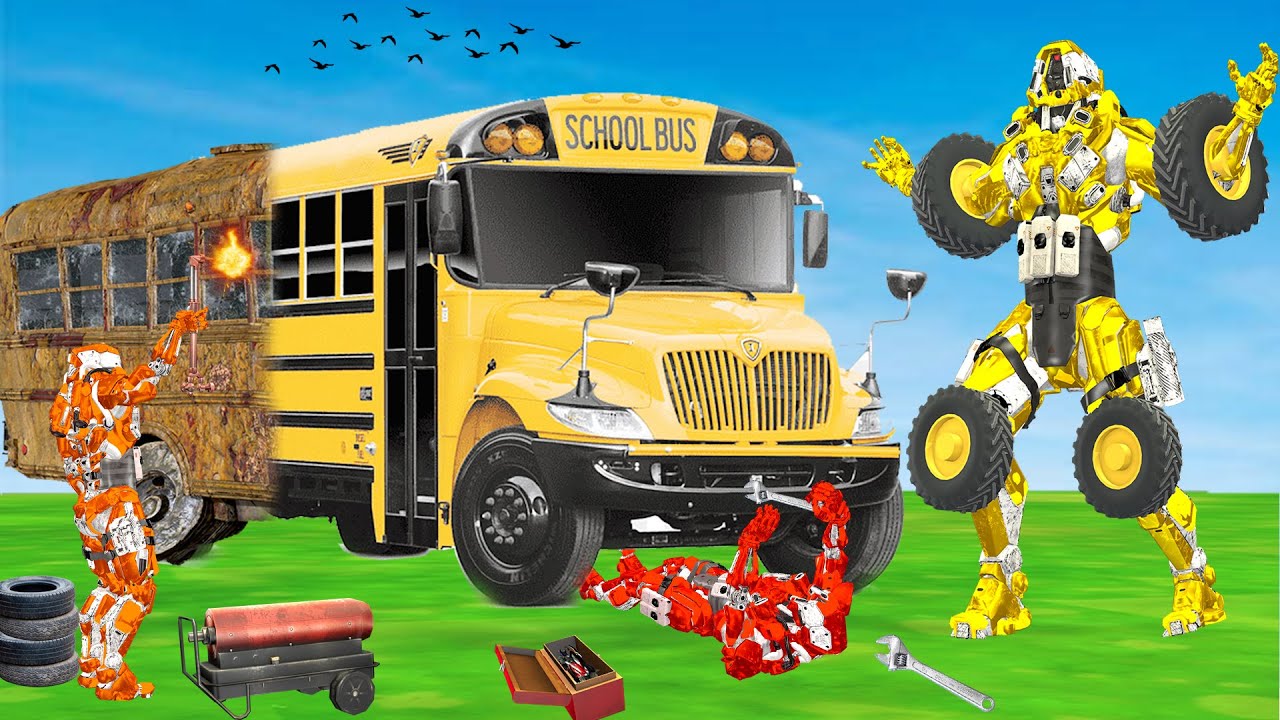 रोबोट स्कूल बस मरम्मत  Robot School Bus Restoration  Hindi Kahaniya हिंदी कहानियां New Hindi Kahani