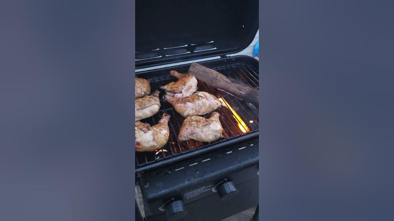 wood smoked chicken on the propane grill YouTube