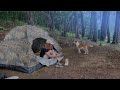 SOLO OVERNIGHT CAMPING IN THE HEAVY  RAIN – RELAXING IN THE TENT WITH THE SATISFYING SOUND OF NATURE