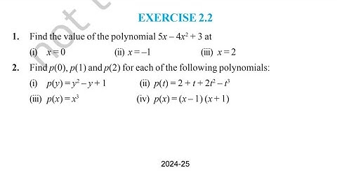 Class 9th Maths Chapter 2 | Polynomials Solutions | Exercise 2.2 | Q1 to Q4 || 2025