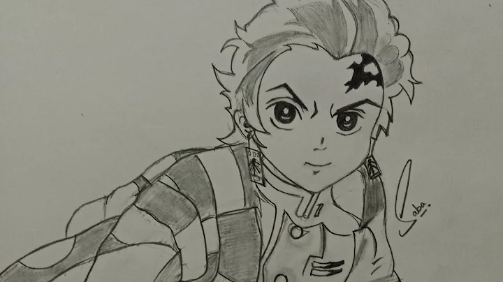 Demon slayer😲 tanjiro sketch😆😏 ##viralvideo ##art🎨##anime##simple##stepbystep