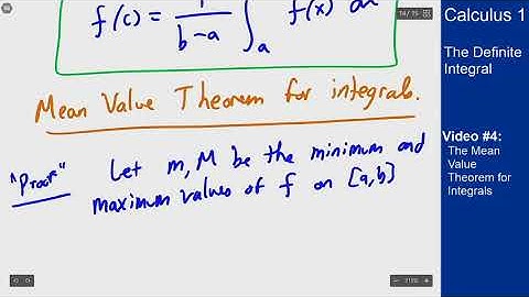 The Definite Integral - Video 4 - The Mean Value Theorem for Integrals