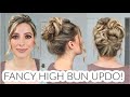 HOW TO: FANCY, ELEGANT, HIGH BUN UPDO ANYONE CAN DO! (I promise!) Medium &amp; Long Hair Tutorial