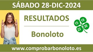 Resultado del sorteo Bonoloto del sabado 28 de diciembre de 2024