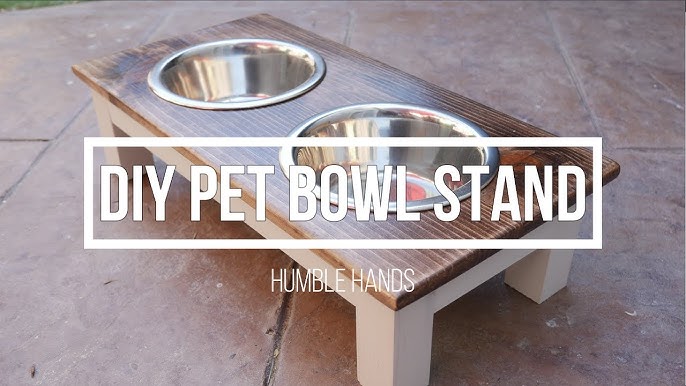 Natural Wood Dog Bowl Stand, Handmade Dog Bowl Stand