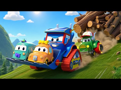 Super Buldozerul si Tractorul salveaza masinutele