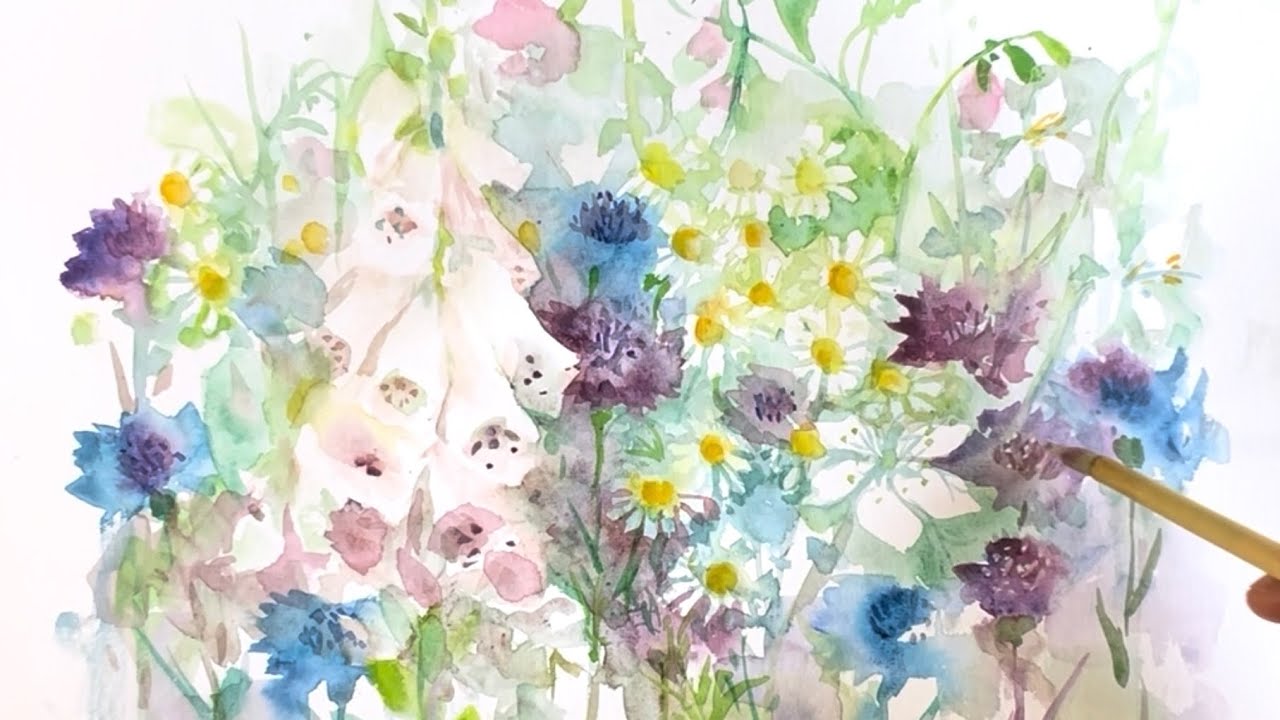 Junko Kitazawa 水彩画 天使と花 5/31 [水彩画]初夏の花を描く/watercolorpainting /制作過程 - YouTube
