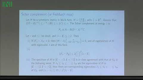 SRQW02 | Prof. John Imbrie | Feshbach-Schur RG for the Anderson Model