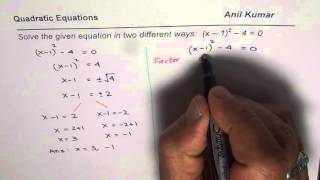 Two different methods to solve quadratic Equation in Vertex Form