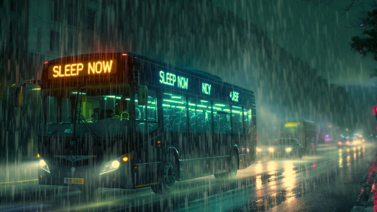 Звуки дождя для сна на окне автобуса (без грома) + коричневый шум | 11 часов глубокой концентрации и