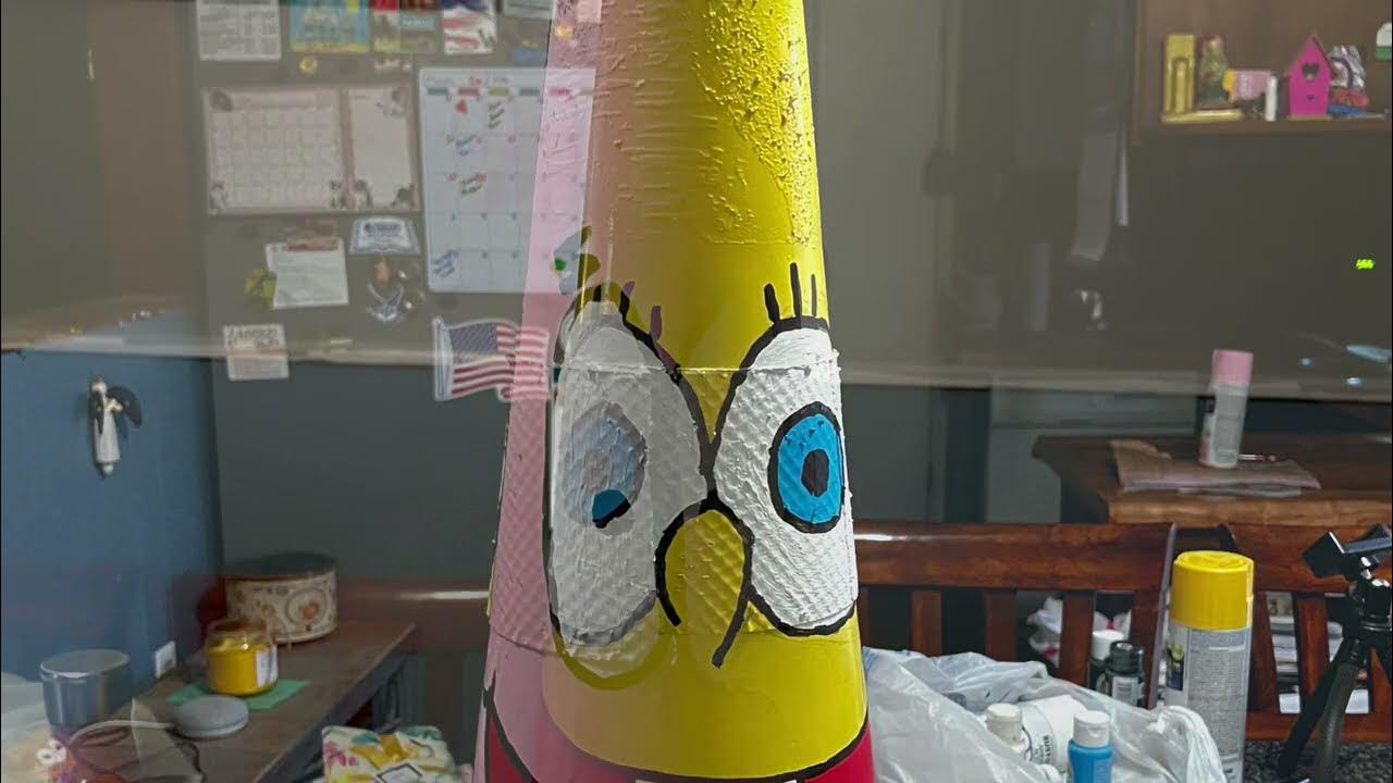 Making SPongebob & Patrick traffic cone decor... YouTube