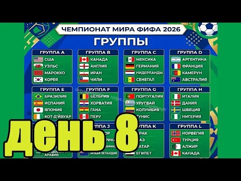 ЧМ 2026. День 8. Результаты, расписание, таблицы.