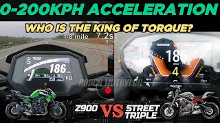 Kawasaki Z900 🆚️ Triumph Street Triple RS | 0-200kph Acceleration 🔥🔥