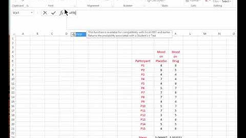 TTEST Command in Excel - Obtaining the P Value