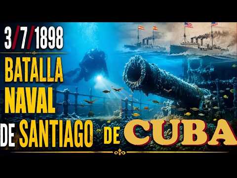 Batalla naval/Santiago de Cuba/ 1 de julio de 1898/ Explicado por un buzo español