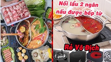 Nồi lẩu 2 ngăn  nấu được bếp từ  có nắp kính giá rẻ nhất Shopee, Lazada, Tiki, Sendo