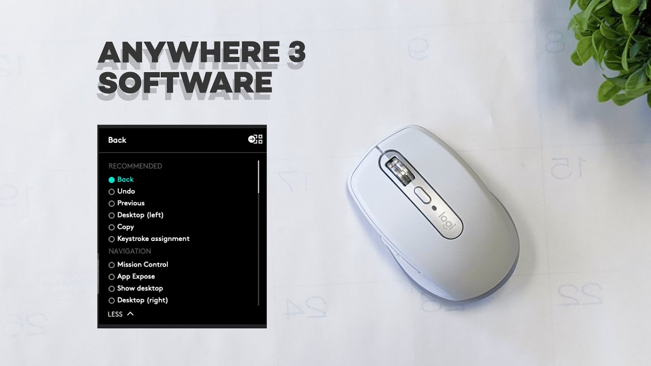 Logitech MX anywhere 3 Wireless Mouse Software Options Overview