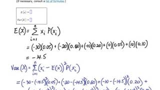 Expectation and variance of a random variable, Elementary Statistics in ALEKS