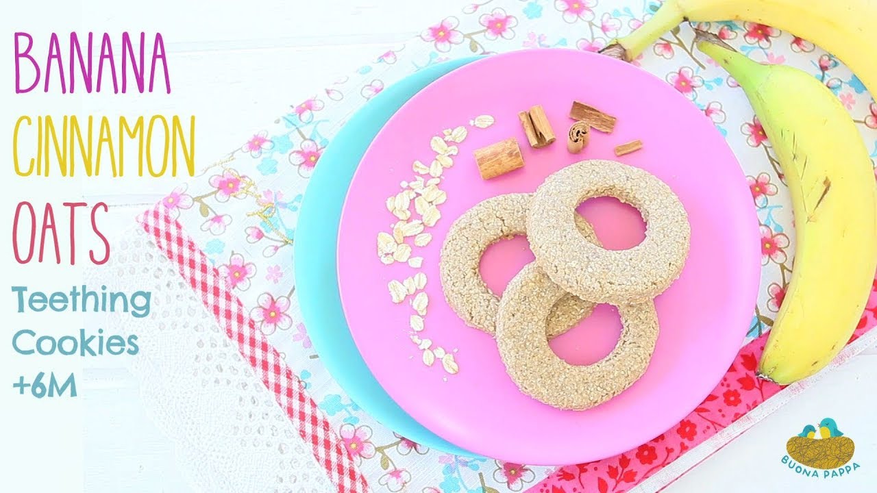 Banana Oat Cinnamon Teething Cookies, baby vegan GF recipe +6M | BuonaPappa