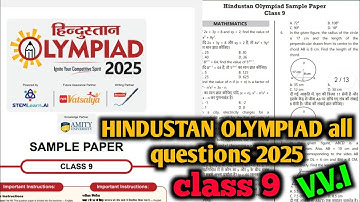 Hindustan Olympiad 2025 sample paper class 9 || hindustan Olympiad 2025 solve sample paper 🧑‍🔬