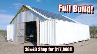 FULL BUILD! Shipping Container Shop | BEST OffGrid Structure with Solar & Storage