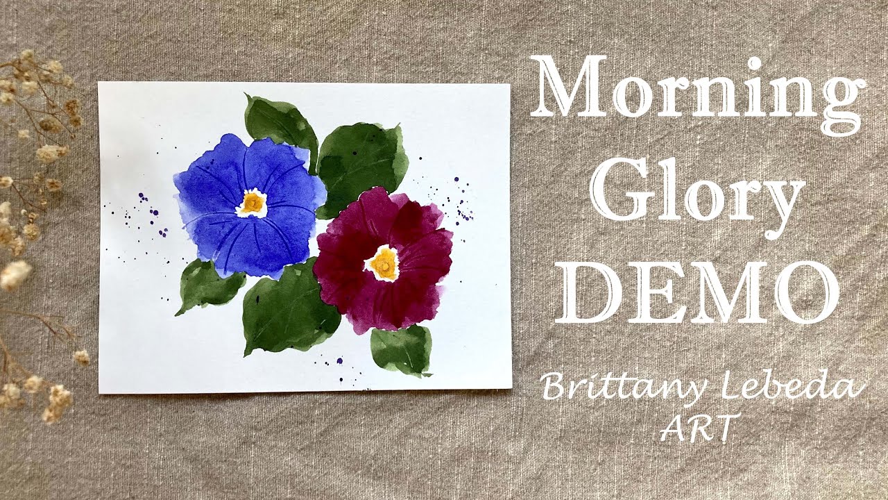 Watercolor Morning Glories DEMO Easy Tutorial for Beginners Full