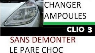 ✓ Comment Changer les AMPOULES H7 CLIO 3 SANS Démonter LE PARE CHOC et SANS  PASSER PAR LE GARAGE @_@ - Video