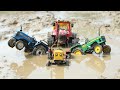 Tractor heavy loaded sand stuck in deep mud pulling out hmt tractor  sonalika  john deere  cs toy