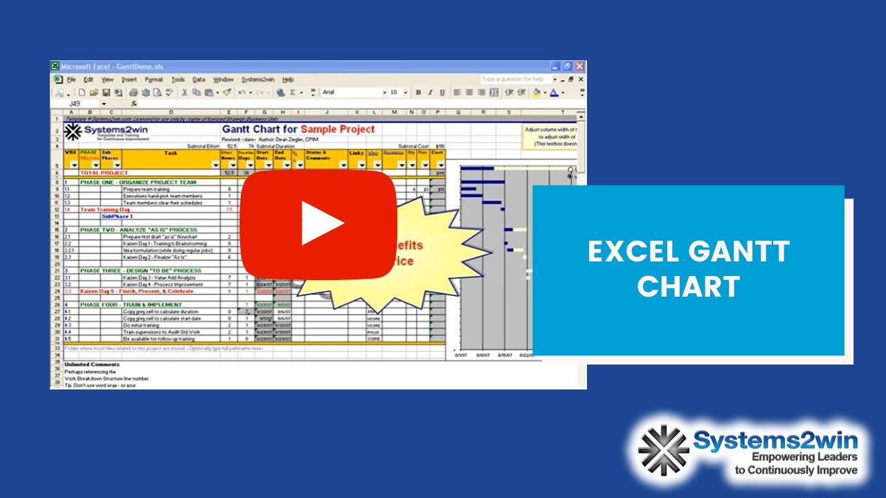 Excel Gantt Chart Project Plan - YouTube