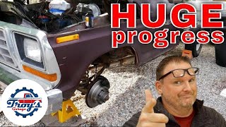 Ep.14 1979 Ford F250 Restoration - Front Wheel Bearings Front Brakes and Front Wheels Install