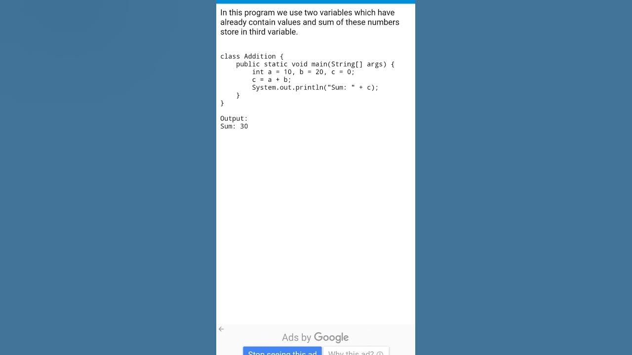Java program to find sum of 2 numbers - YouTube