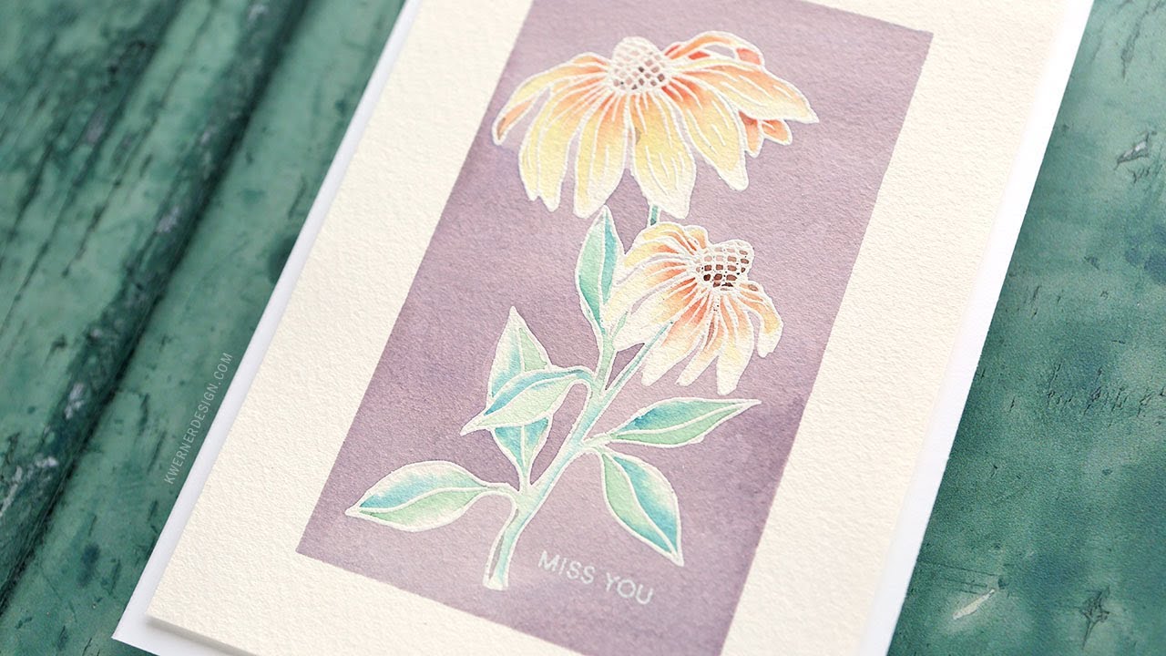 Soft Watercolor with Heat Emboss Resist - YouTube