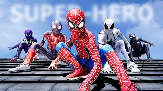 PRO 5 SUPERHERO TEAM ( ALL ACTION STORY 1 ) || Spider-Man RED , WHITE , PURPLE , VENOM and RICH HERO