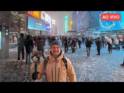 🔴 AO VIVO de Nova York ❄️🥶 2 horas andando na tempestade de neve em NY