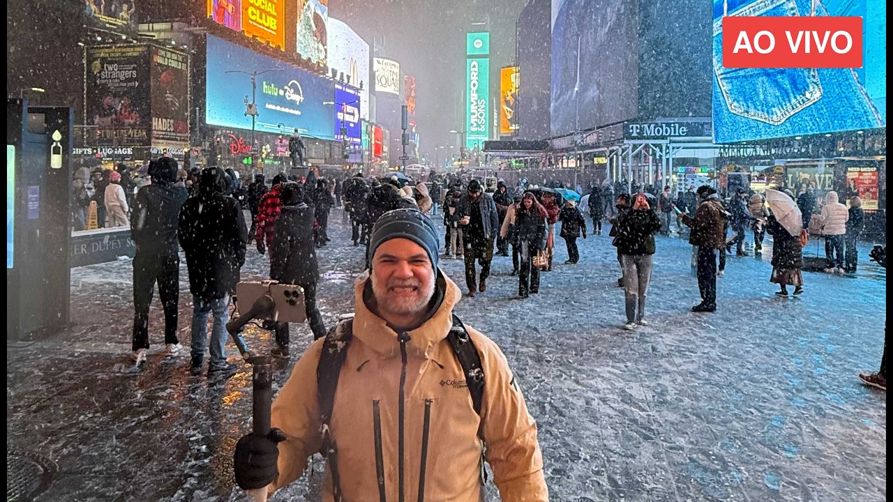 🔴 AO VIVO de Nova York ❄️🥶 2 horas andando na tempestade de neve em NY
