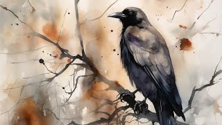How to draw and paint in watercolor / Spooky Crow