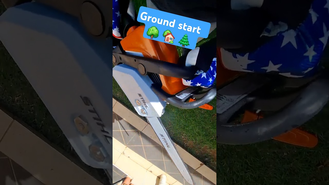 How to ground start a chainsaw. 🔥 